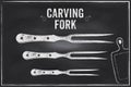 Carving fork. Vector sketch chalk illustration design