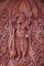 Carving of ganseh temple wall thailand Royalty Free Stock Photo