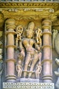 Carving of Hindu Goddess Jagadama on the wall of Jagadamba Temple at Khajuraho