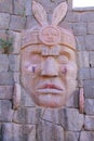 Carving of Inca warrior on a wall in Chivay town, Peru Royalty Free Stock Photo