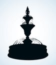 Old round fountain. Vector drawing Royalty Free Stock Photo