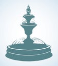 Old round fountain. Vector drawing Royalty Free Stock Photo