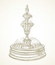 Old round fountain. Vector drawing Royalty Free Stock Photo