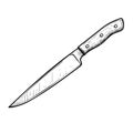 Carving knife with wooden handle. Butcher and kitchen utensil. Chef\'s tool. Hand drawn sketch style drawing. Royalty Free Stock Photo