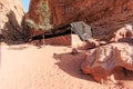 Carving of Lawrence of Arabia in the Wadi Rum desert, Jordan