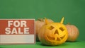 Carving pumpkins for sale at in a variety of different shapes and sizes Royalty Free Stock Photo