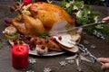 Carving Rustic Style Christmas Turkey