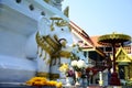 Carving sculpture antique holy elephants statue on ancient chedi pagoda stupa for thai people travelers travel visit respect