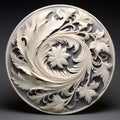 Detailed Botanical Illustration: White Carving In Swirl Shape