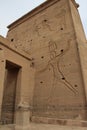 Carving Shows Pharoah Smiting His Enemies on Temple of Isis, Philae Temple Complex, Aswan, Egypt Royalty Free Stock Photo