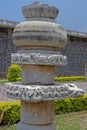 Carving on stone in ruined Buddhist monument Amaravathi