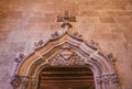 Carving stone threshold of The Silk Exchange building in Valencia city Royalty Free Stock Photo