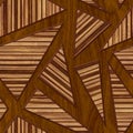 Carving triangle pattern on wood background seamless texture, patchwork pattern, 3d illustration Royalty Free Stock Photo