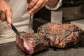 Carving Wagyu beef Royalty Free Stock Photo