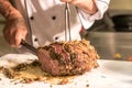 Carving Wagyu beef Royalty Free Stock Photo