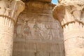 Carving wall in Edfu Temple Royalty Free Stock Photo