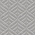 Carving waves pattern on grunge background seamless texture, patchwork pattern, gray color, plaster wall texture, 3d illustration Royalty Free Stock Photo