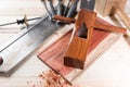 carving wood with handtools Royalty Free Stock Photo