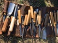 Carving woodcutting chisels. Sculptural chisels for making statues of wood.