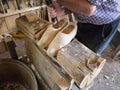 Carving of a wooden shoes