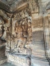 Carvings at ancient caves called Badami caves in India