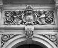 Carvings on the entrance above the door of halifax town hall a f
