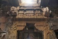 Carvings o the pillars, maha mandapa, Mallikarjuna Temple, Pattadakal temple complex, Pattadakal, Karnataka. From bottom to top - Royalty Free Stock Photo