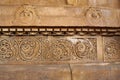 Carvings on the plinth, Durga temple, Aihole, Bagalkot, Karnataka. The Galaganatha Group of temples. Royalty Free Stock Photo