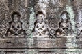 Carvings on a wall in Preah Khan temple showing some ascetics, Preah Khan temple, Siem Reap, Cambodia, Asia Royalty Free Stock Photo