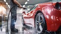 Carwash detailing, polishing and cleaning in automotive service maintenance station