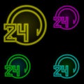 Carwash 24 hours neon color set icon. Simple thin line, outline vector of car wash icons for ui and ux, website or mobile