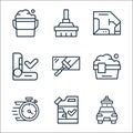 Carwash line icons. linear set. quality vector line set such as car wash, detergent, quick, soap, window cleaning, interior,