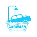 Carwash logo. Car in bath. Auto wash in bathtub
