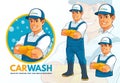 Car wash Mascot Design Set with optional layout Royalty Free Stock Photo