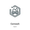 Carwash outline vector icon. Thin line black carwash icon, flat vector simple element illustration from editable signs concept