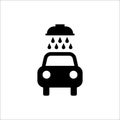 Carwash simple vector icon. Car under a shower black icon. Car wash symbol.