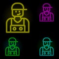 Carwash worker neon color set icon. Simple thin line, outline of car wash icons for ui and ux, website or mobile