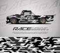 Sport car wrap design vector for race car, pickup truck, rally, adventure vehicle, sport livery. Royalty Free Stock Photo
