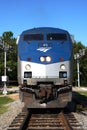 Cary, North Carolina, USA, August 27, 2022: Front of an Amtrak train Royalty Free Stock Photo