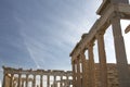 Caryatid Porch of the Erechtheion on the Acropolis at Athens. The ancient Erechtheion temple with the beautiful Caryatid pillars Royalty Free Stock Photo