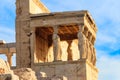 The Caryatid porch of Erechtheion (Erechtheum) or Temple of Athena Polias is an ancient Greek Ionic temple Royalty Free Stock Photo