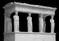 The Caryatid porch of the Erechtheion Temple in Athens isolated on black background with clipping path Royalty Free Stock Photo