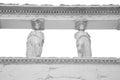 The Caryatid porch of the Erechtheion Temple in Athens isolated on white background with clipping path Royalty Free Stock Photo