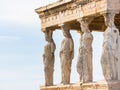 Caryatid statues as the columns of Erechtheion temple in Acropolis of Athens in Greece Royalty Free Stock Photo