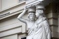 Caryatid. Statues of two young women in Vienna Royalty Free Stock Photo