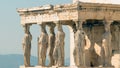 Caryatids at Acropolis in Greece against the sky. Royalty Free Stock Photo