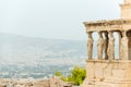 Caryatids in Erechtheion on Acropolis Hill Royalty Free Stock Photo