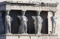 Caryatids on Erechtheion of Erechtheum in Athens Royalty Free Stock Photo