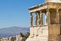 Figures of Caryatids Porch of the Erechtheion on the Parthenon on Acropolis Hill, Athens, Greece Royalty Free Stock Photo