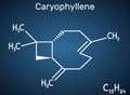 Caryophyllene, beta-Caryophyllene, C15H24 molecule. It is natural bicyclic sesquiterpene that is a constituent of many essential Royalty Free Stock Photo